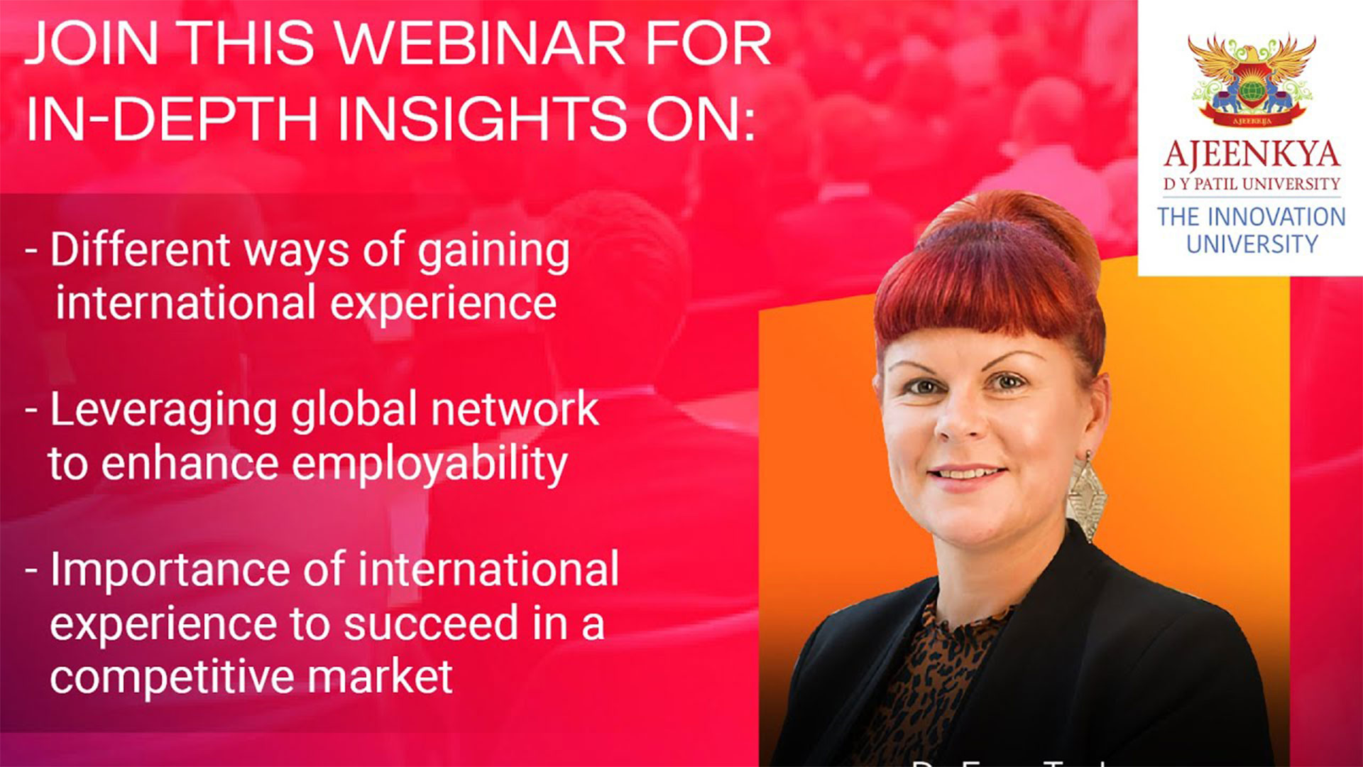 Benefits of International Experience in your career by Dr. Faye Taylor #ADYPU #webinar #MBA